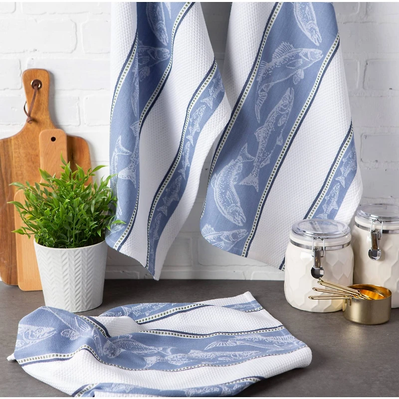 DII® Fish Jacquard Dishtowel, 3ct.