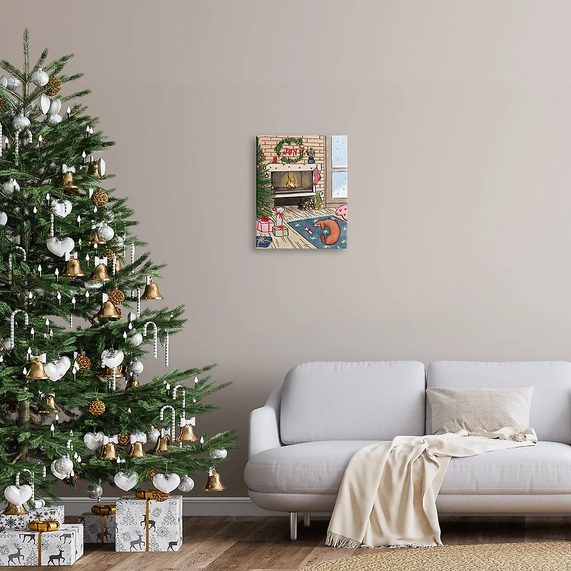 Stupell Industries Cozy Christmas Fireplace Tree Canvas Wall Art