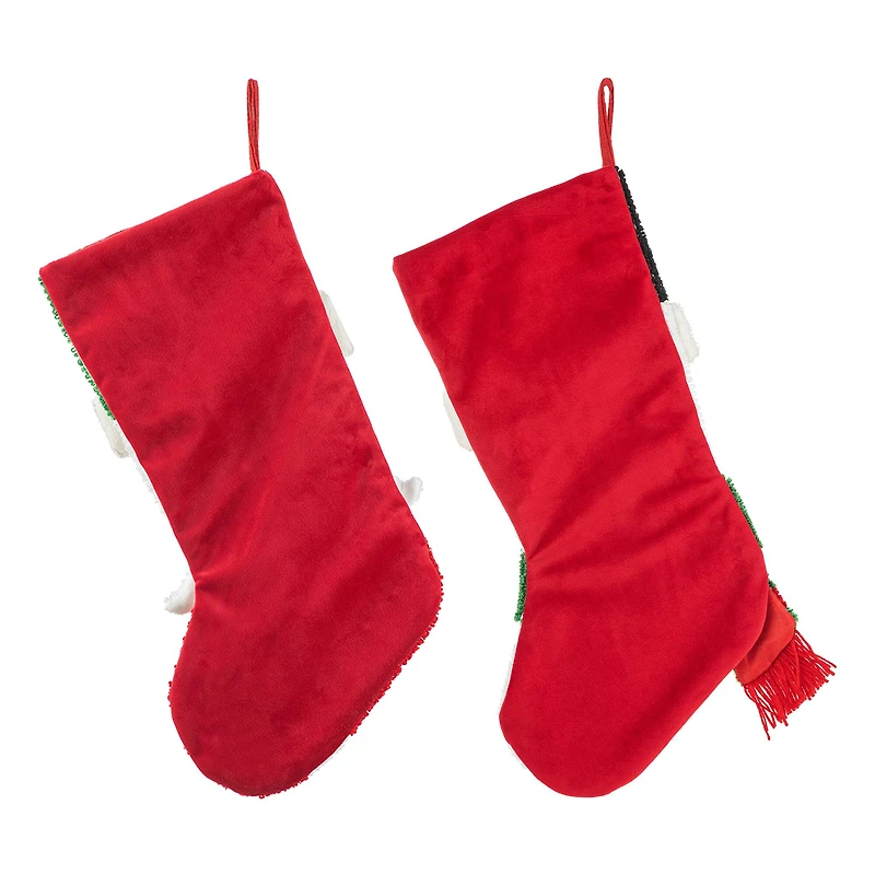 Glitzhome® 20.5" Santa & Snowman Hooked Stocking Set
