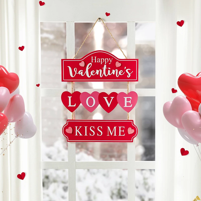 Glitzhome® 13.5" Valentine's Wooden Love Door Hanger