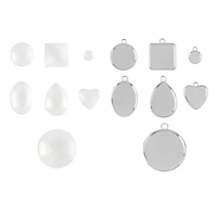 Rhodium Glass Cabochon Pendant Kit by Bead Landing™