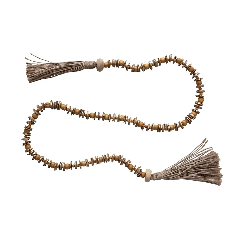 Hello Honey® Wood Beaded Garland with Jute Tassels