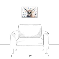 Navy Patterned Cow 12" x 18" Canvas Wall Art