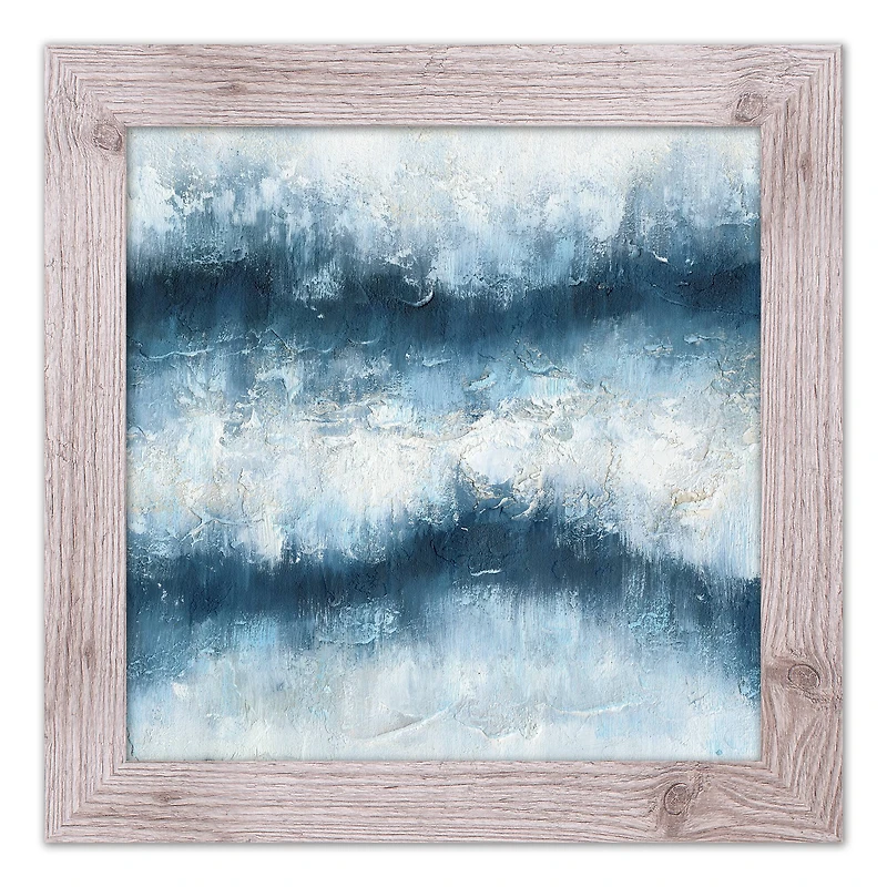 Painterly Abstract Waves Wall Print in Western White Frame