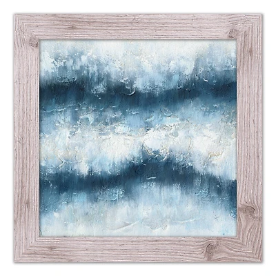 Painterly Abstract Waves Wall Print in Western White Frame