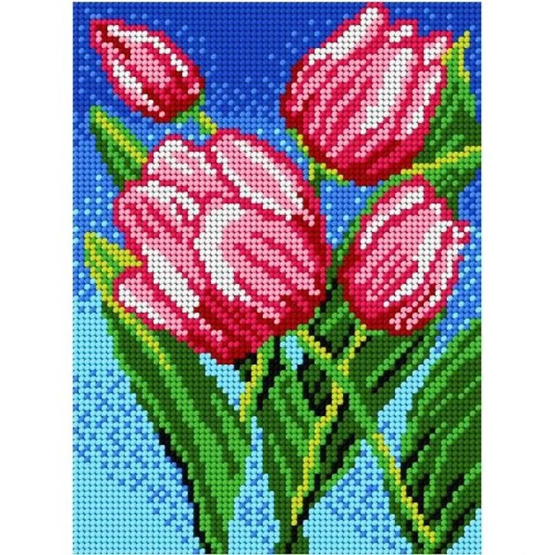 Orchidea Needlepoint Canvas For Halfstitch Without Yarn Tulips - Printed Tapestry Canvas