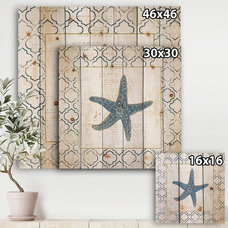 Designart - Navy Starfish with Gold
