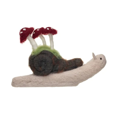Hello Honey® 13" Wool Snail with Mushrooms Décor