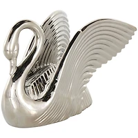 10.5" Ceramic Swan with Textured Grooves Sculpture