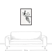 Perching Peacock 21.73" x 31.73" Black Framed Canvas