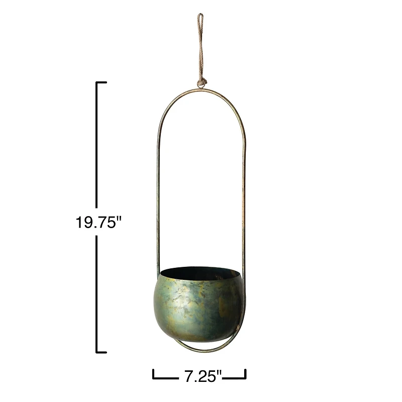 Hello Honey® 20" Oxidized Metal Hanging Planter