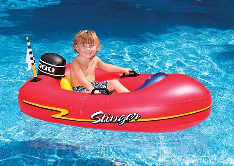 Swim Central 4ft. Inflatable Red & Black Stinger Speedboat Pool Raft