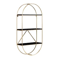 Hello Honey® Metal & Wood Gold Oval Wall Shelf