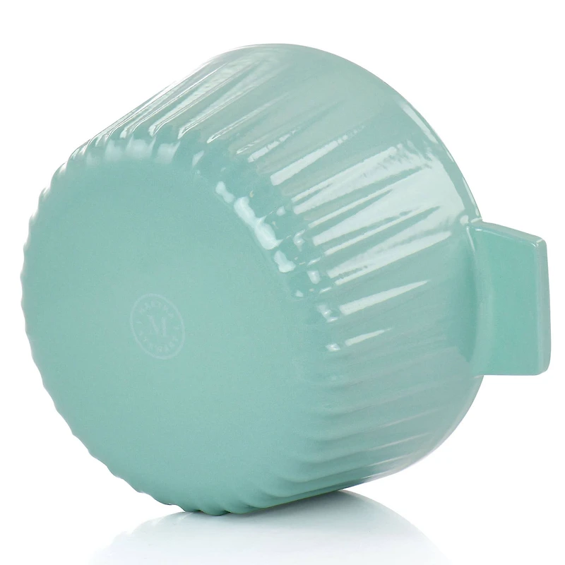 Martha Stewart 3qt. Turquoise Enameled Embossed Stripe Cast Iron Dutch Oven with Lid