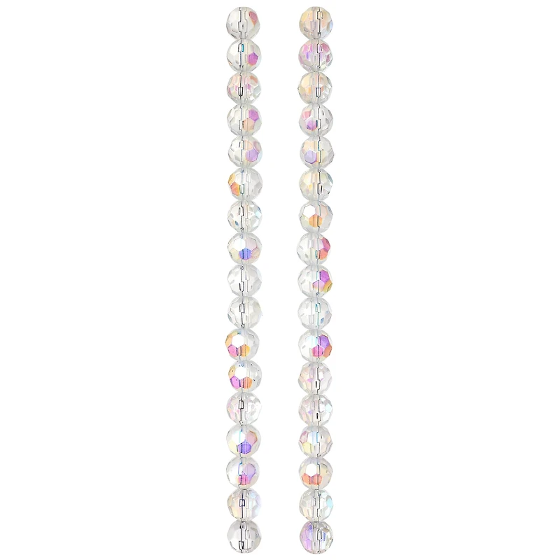 Crystal AB Faceted Glass Round Beads, 10mm by Bead Landing™
