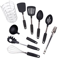 Gibson Chef's Better Basics Utensil Set In Round Shape Wire Caddy, 9ct.