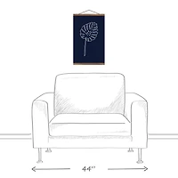 Designs Direct Navy Monstera Drawing Teak Hanging Canvas