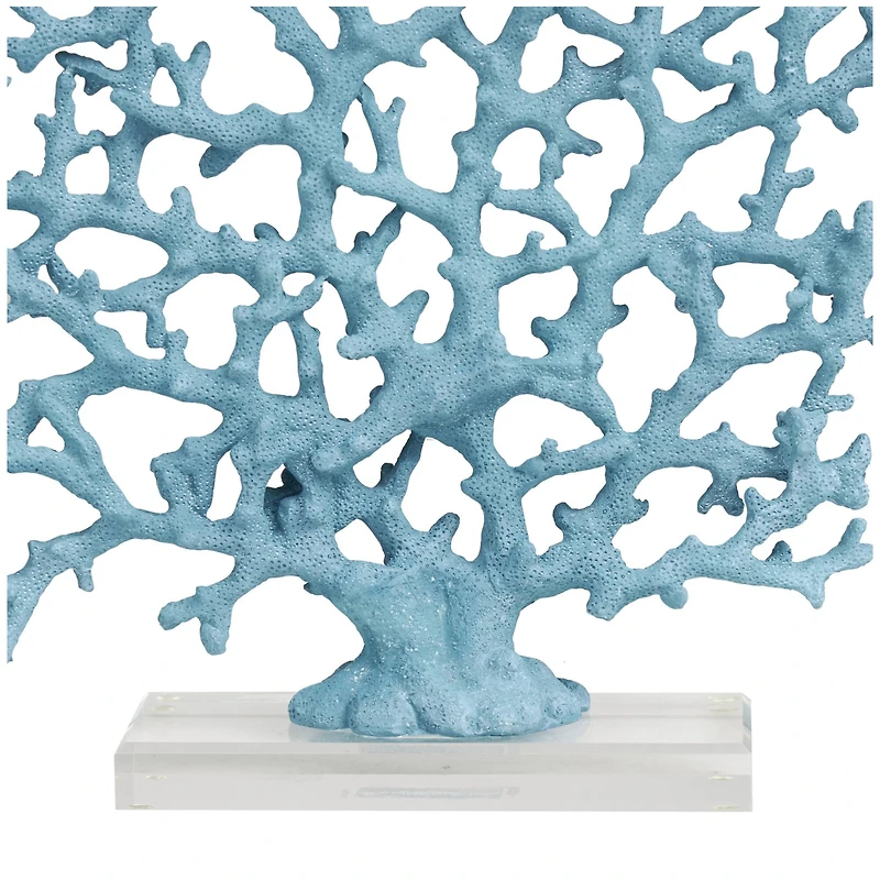 17" Blue Coral Sculpture with Clear Base
