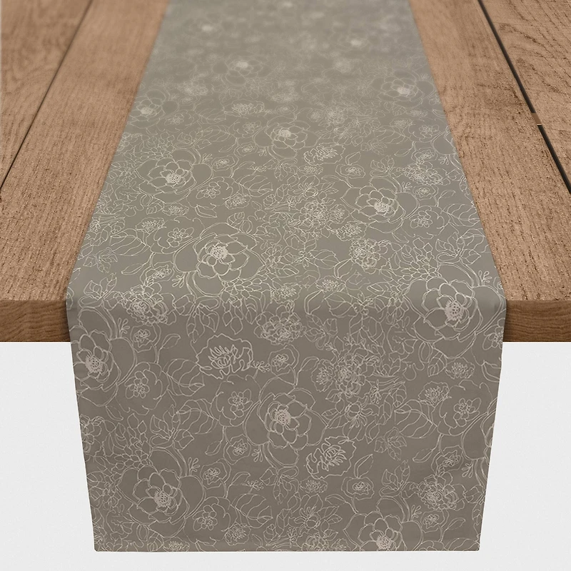 72" Line Floral Cotton Twill Runner