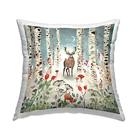 Stupell Industries Woodland Birch Deer Pillow