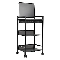 Mind Reader Cart with Covered Compartment, Office Organizer, Storage, 3-Tier, Office, Metal