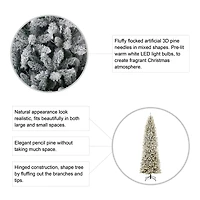 9ft. Pre-Lit Flocked Fir Artificial Christmas Tree, Warm White LED Lights