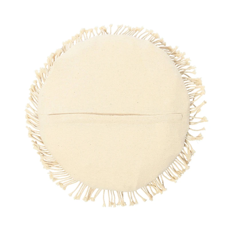 Hello Honey® Natural & Brown Hand-Woven Cotton & Jute Macramé Pillow with Fringe