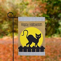 18" x 12.5" Black Cat Happy Halloween Outdoor Garden Flag
