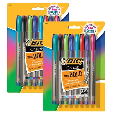 BIC® Cristal Xtra Bold Fashion Ballpoint Pen, 2 Packs of 24