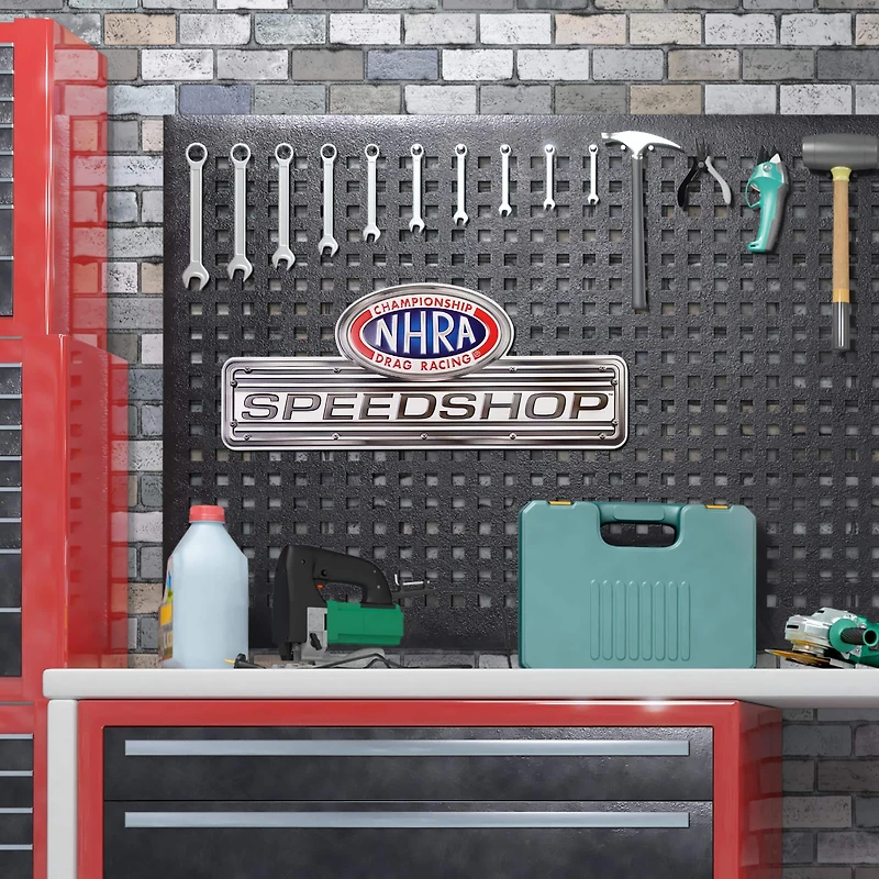 NHRA® Speed Shop Embossed Shaped Metal Wall Sign