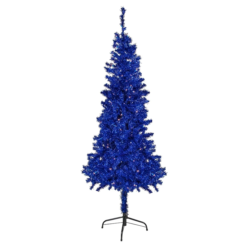 6ft. Pre-Lit Blue Tinsel Artificial Christmas Tree, Clear Lights