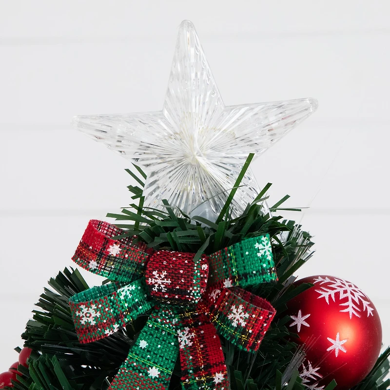 2ft. Pre-Lit Fir Artificial Christmas Tree in Planter, White Optic Fiber Lights