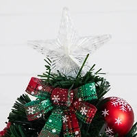 2ft. Pre-Lit Fir Artificial Christmas Tree in Planter, White Optic Fiber Lights