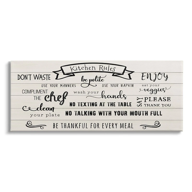Stupell Industries Kitchen Rules List Family Happiness Motivational Phrases Canvas Wall Art