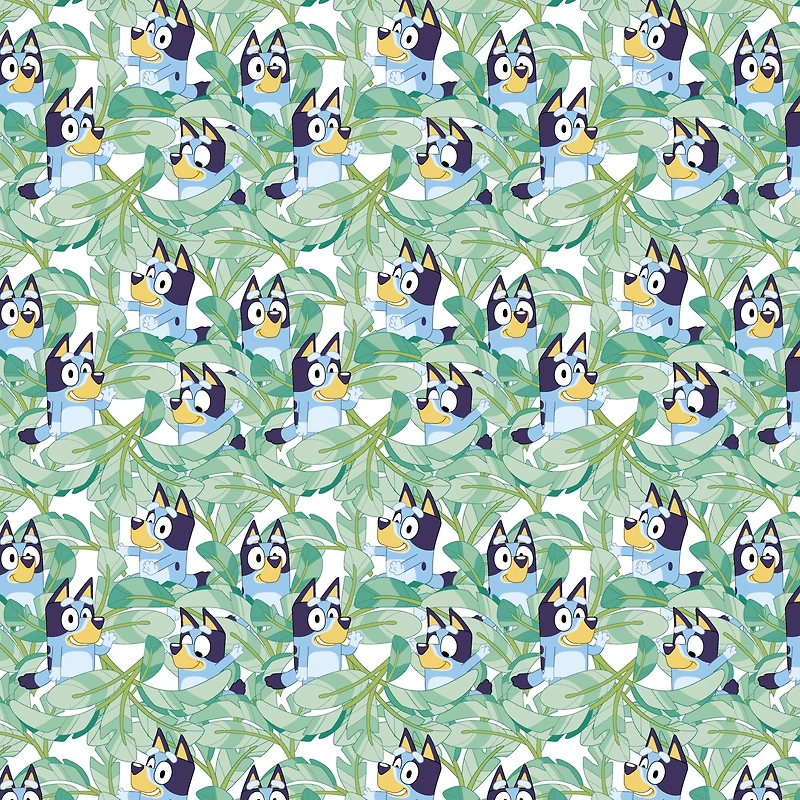 Bluey Leaves Cotton Fabric