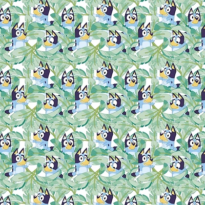 Bluey Leaves Cotton Fabric