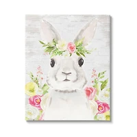 Stupell Industries Rustic Easter Bunny Flower Crown Spring Bouquet Canvas Wall Art