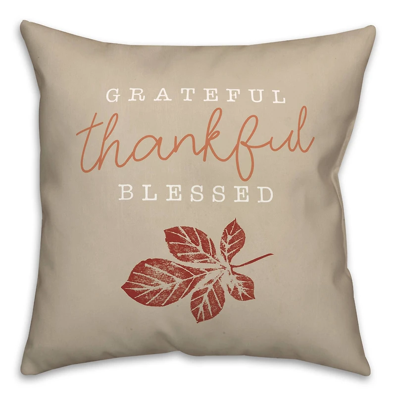Grateful Thankful Blessed Throw Pillow