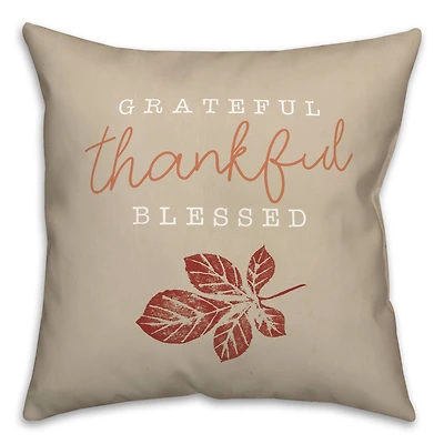 Grateful Thankful Blessed Throw Pillow