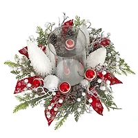 15" Christmas Lighted Forest Candle Holder Arrangement