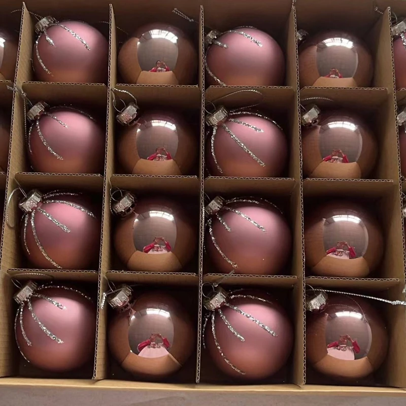 Shiny and Matte Christmas Glass Ball Ornaments - 2.25" (55mm) - Pink - 24ct