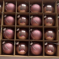 Shiny and Matte Christmas Glass Ball Ornaments - 2.25" (55mm) - Pink - 24ct