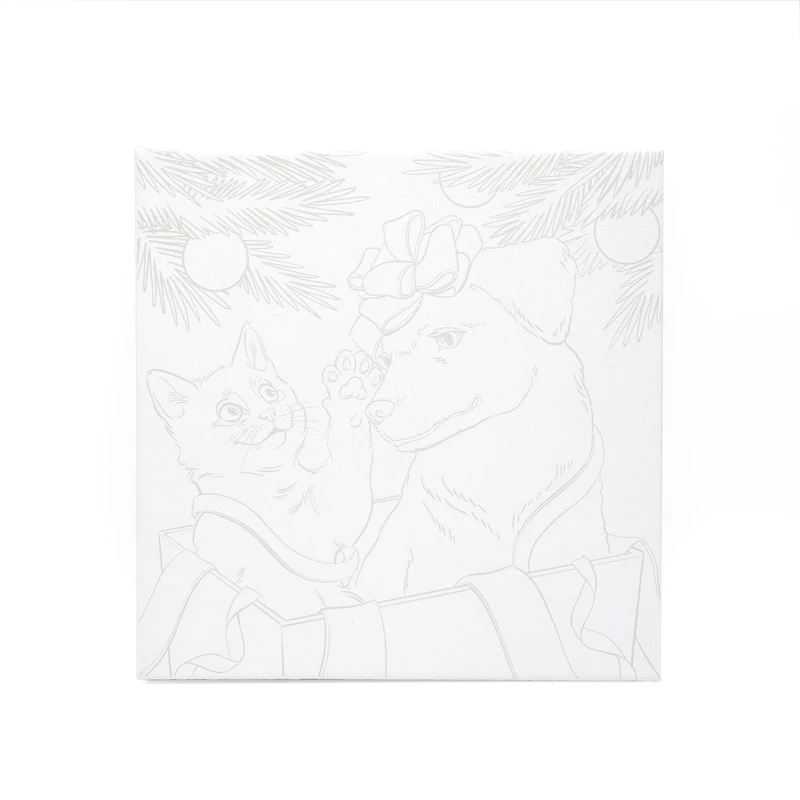 11" x 11" Christmas Cat & Puppy Canvas Painting Kit by Artist's Loft™