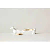 Hello Honey® White Ceramic Dachshund Cracker Dish