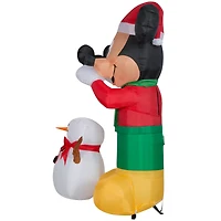 Airblown Disney Animated Mickey Putting Hat On Mickey Snowman