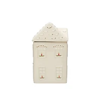 Hello Honey® White & Gold Hand-Painted Stoneware House Cookie Jar