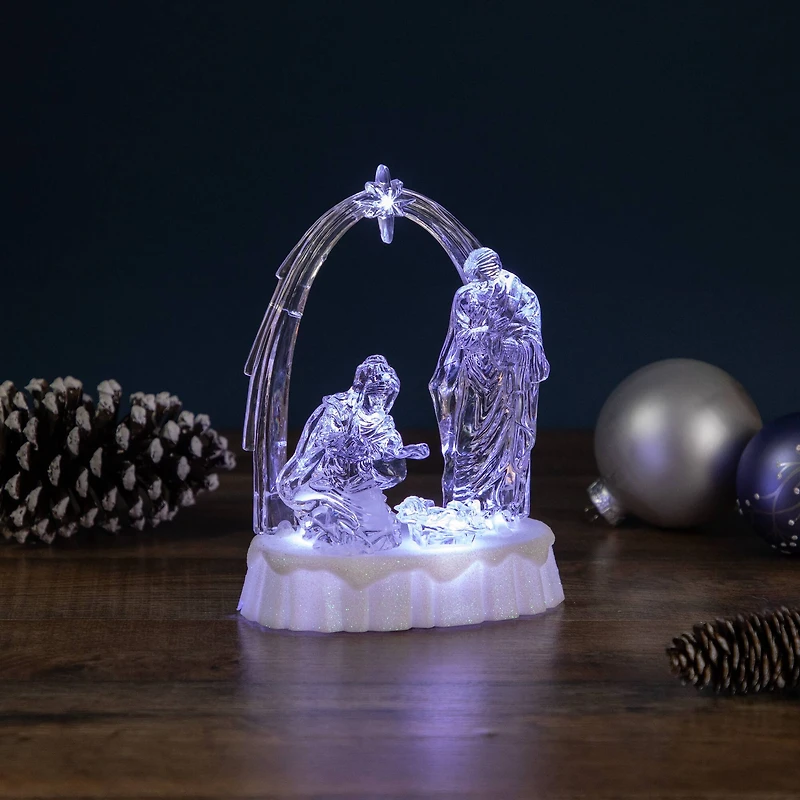 7'' LED Lighted Musical Icy Crystal Nativity Scene Christmas Decoration