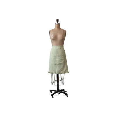 Hello Honey® Natural & Green Striped Cotton Half Apron with Ruffle