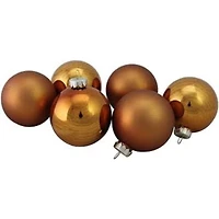 6ct. Bronze & Amber 2-Finish Glass Ball Ornaments