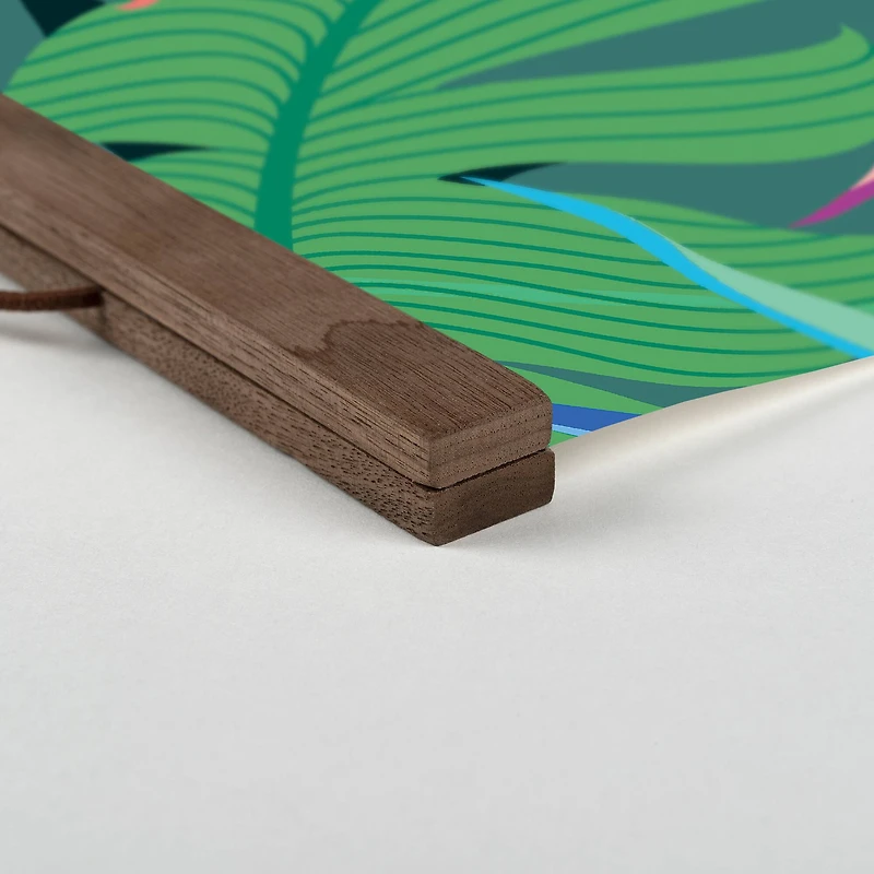 Island Palms Teak Hanging Canvas